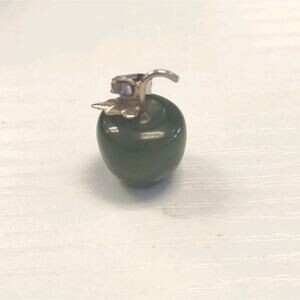 Pretty Little Vintage Carved Green Jade Apple Pendant Charm